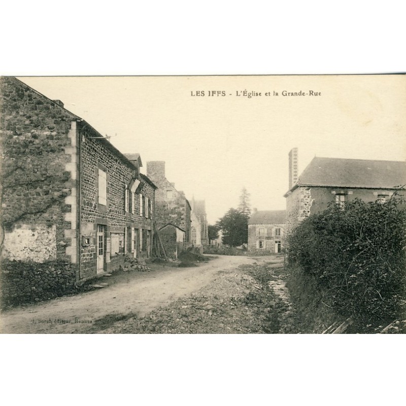 cp35-les-iffs-l-eglise-et-la-grande-rue