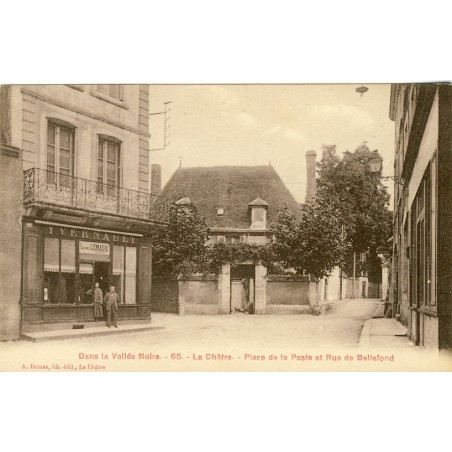 cp36-la-chatre-place-de-la-poste-et-rue-de-bellefond