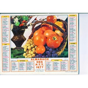 CALENDRIER OISEAUX ET FRUITS 1977