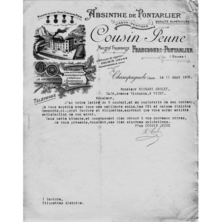 FACTURE ABSINTHE DE PONTARLIER