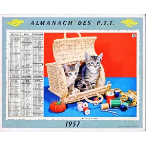 CALENDRIER ALMANACH DES PTT 1978 - ENFANTS ET ANIMAUX, OBERTHUR
