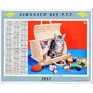 CALENDRIER 1957 CHIENS ET CHATS