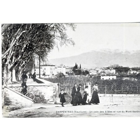 CP84 CARPENTRAS - UN COIN DES ALLEES ET VUE DU MONT VENTOUX