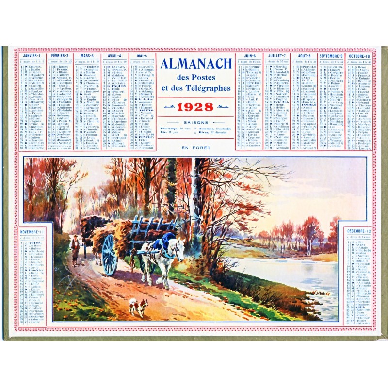 CALENDRIER ALMANACH 1928 EN FORET