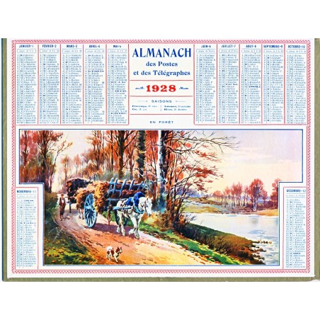 CALENDRIER ALMANACH 1928 EN FORET