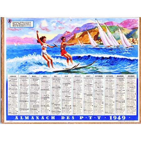 CALENDRIER ALMANACH 1949 SKI NAUTIQUE ET VOILIERS