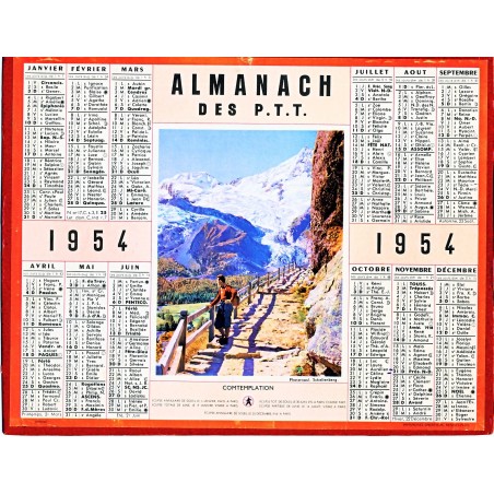 CALENDRIER ALMANACH 1954 CONTEMPLATION