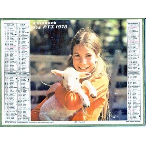 CALENDRIER ALMANACH 1978 CHIEN  ET AGNELET