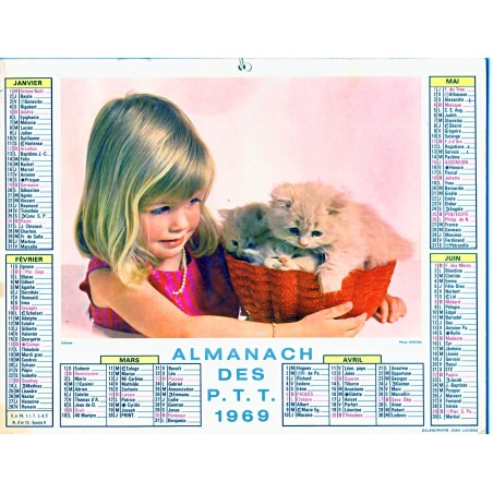 CALENDRIER ALMANACH 1969 ENFANCE ET AMIS