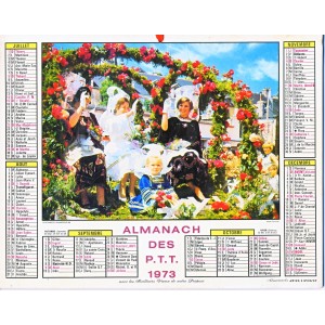 CALENDRIER ALMANACH 1973 ST GERMAIN DE LIVET ET COSTUMEES A QUIMPERLE