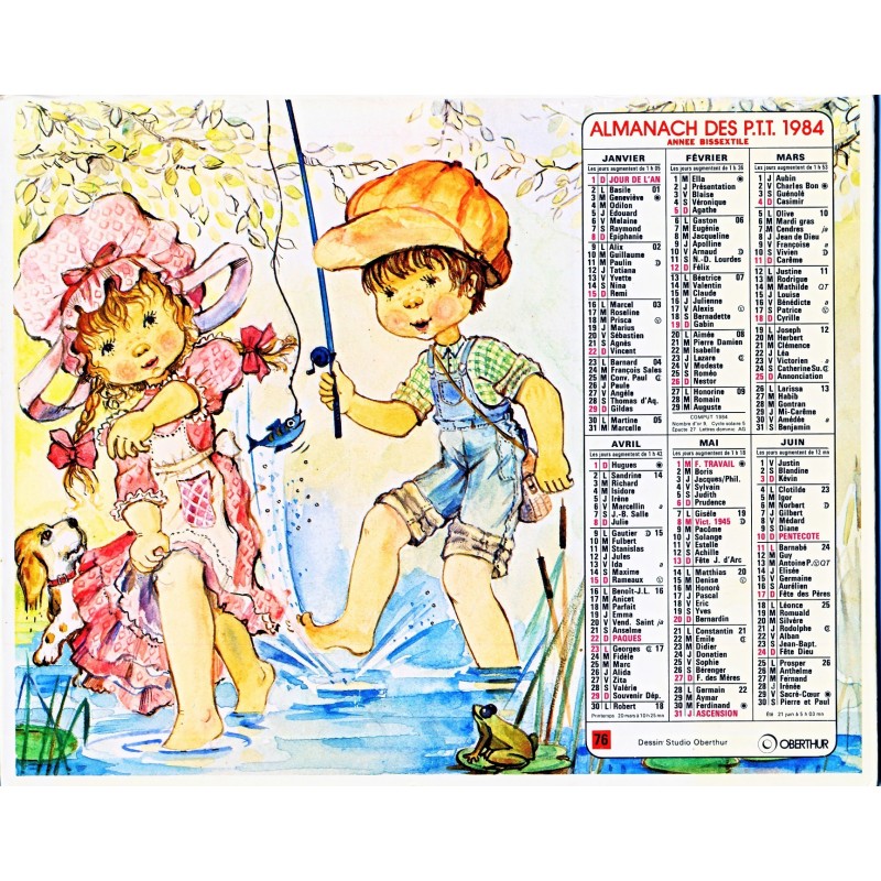 CALENDRIER ALMANACH 1984 DESSINS DU STUDIO OBERTHUR