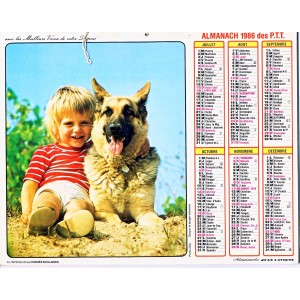 CALENDRIER ALMANACH 1986 SETTERS ET BERGER ALLEMAND