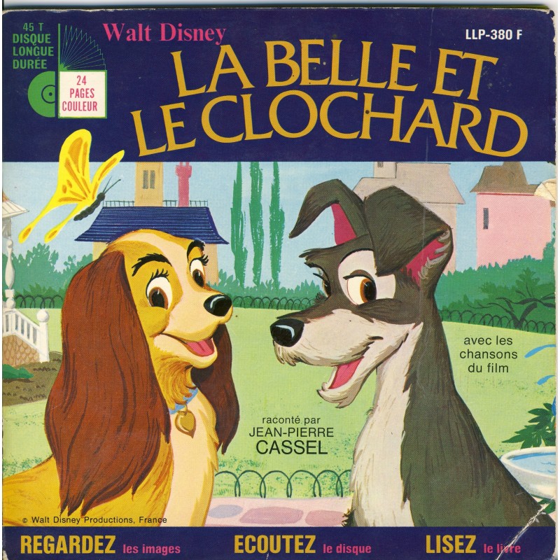 LIVRE-DISQUE 45 TOURS LA BELLE ET LE CLOCHARD - WALT DISNEY