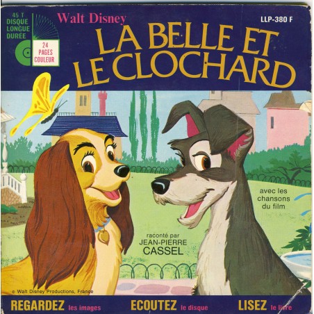 LIVRE-DISQUE 45 TOURS LA BELLE ET LE CLOCHARD - WALT DISNEY