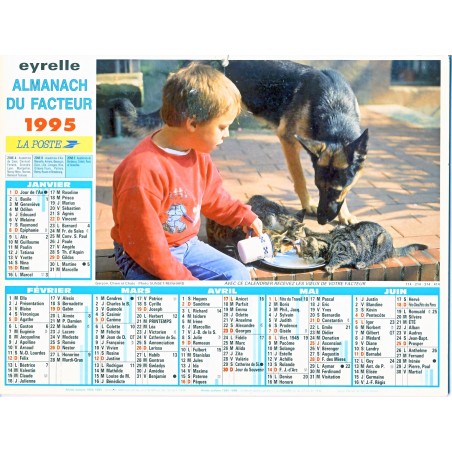 CALENDRIER ALMANACH 1995 ENFANTS CHIENS ET CHATS