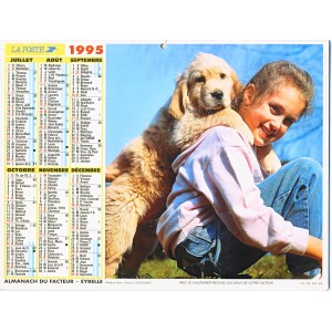 CALENDRIER ALMANACH 1995 ENFANTS CHIENS ET CHATS