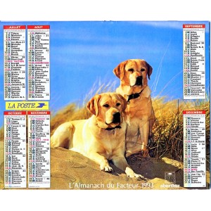 CALENDRIER ALMANACH 1993 BERGER DES PYRENEES ET LABRADORS JAUNES