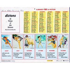 CALENDRIER ALMANACH 1991 DICTONS DU TEMPS ET DES SAISONS