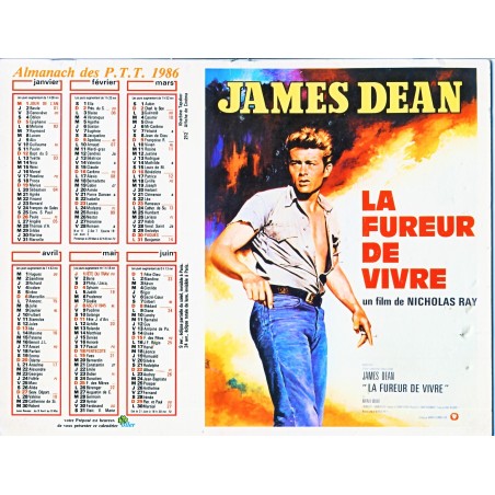 CALENDRIER ALMANACH 1986 JAMES DEAN  ET MARILYN MONROE