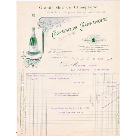 FACTURE GRANDS VINS DE CHAMPAGNE VENTEUIL PRES EPERNAY