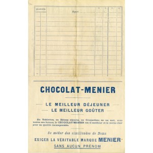 FACTURE CHOCOLAT MENIER NARBONNE