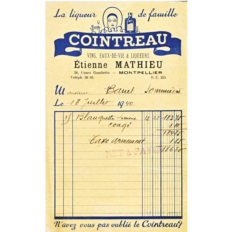 FACTURE COINTREAU - MONTPELLIER