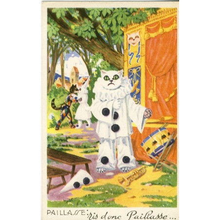 CARTE POSTALE CHAT HUMANISE PAILLASSE