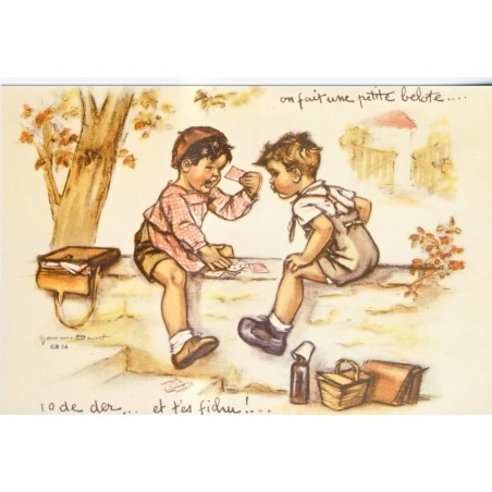 CARTE POSTALE GERMAINE BOURET - ON FAIT UNE PETITE BELOTE