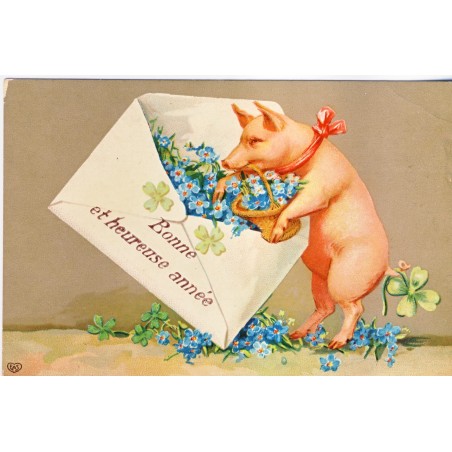 CARTE POSTALE "BONNE ET HEUREUSE ANNEE"  - COCHON