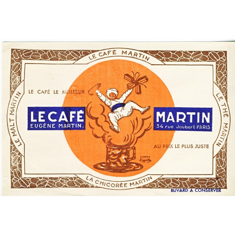 BUVARD LE CAFE, LA CHICOREE, LE MALT, LE THE MARTIN - GENIE SORTANT DU CAFE