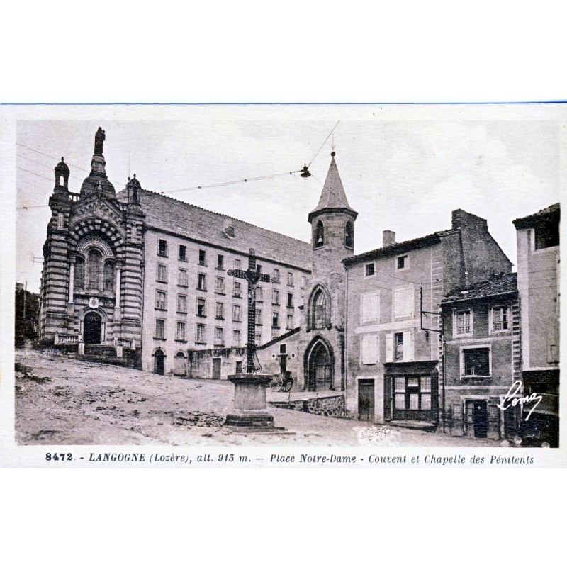 CP48 LANGOGNE - PLACE NOTRE DAME - COUVENT ET CHAPELLE DES PENITENTS