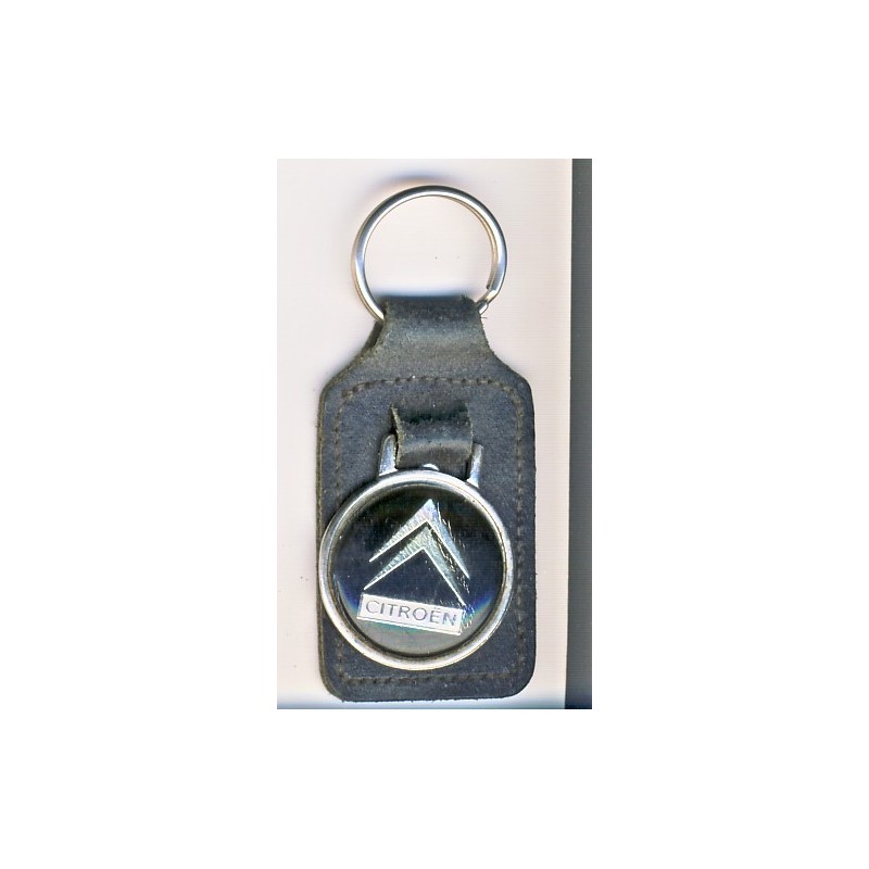 PORTE CLES CITROEN MEDAILLON SUR SUPPORT EN CUIR