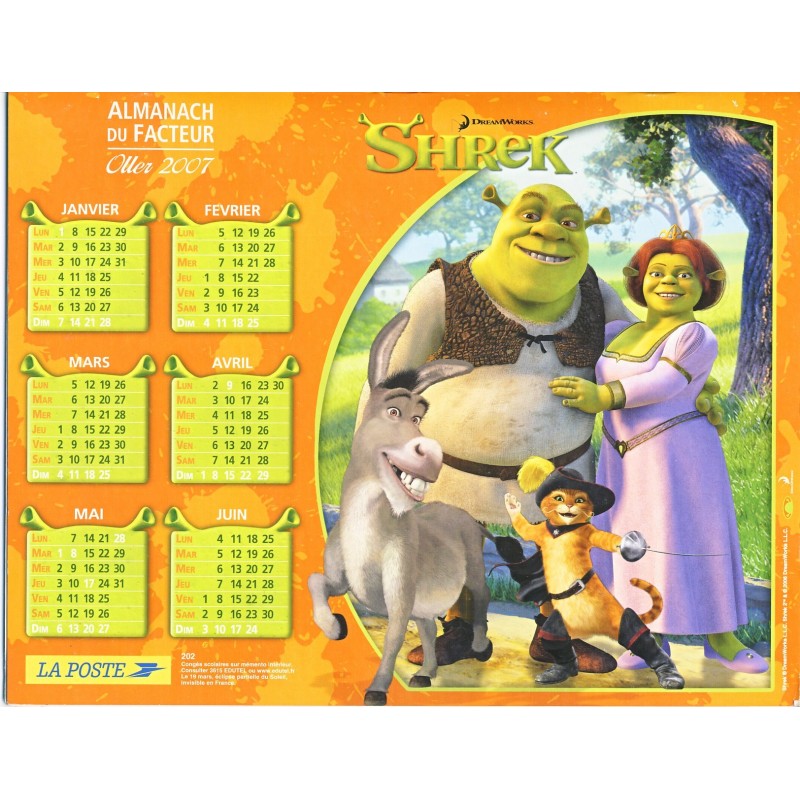 CALENDRIER ALMANACH DU FACTEUR 2007 - SHREK