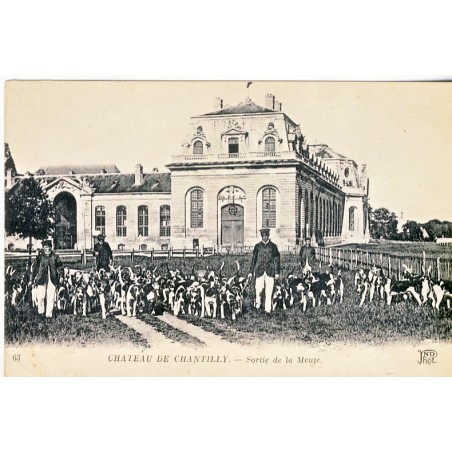 CARTE POSTALE CHASSE - CHATEAU DE CHANTILLY -  SORTIE DE LA MEUTE