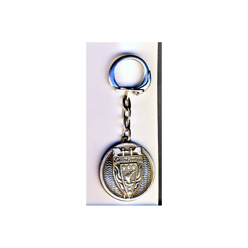 PORTE CLES SAPEURS POMPIERS SAUVER OU PERIR AVEC BLASON - METAL