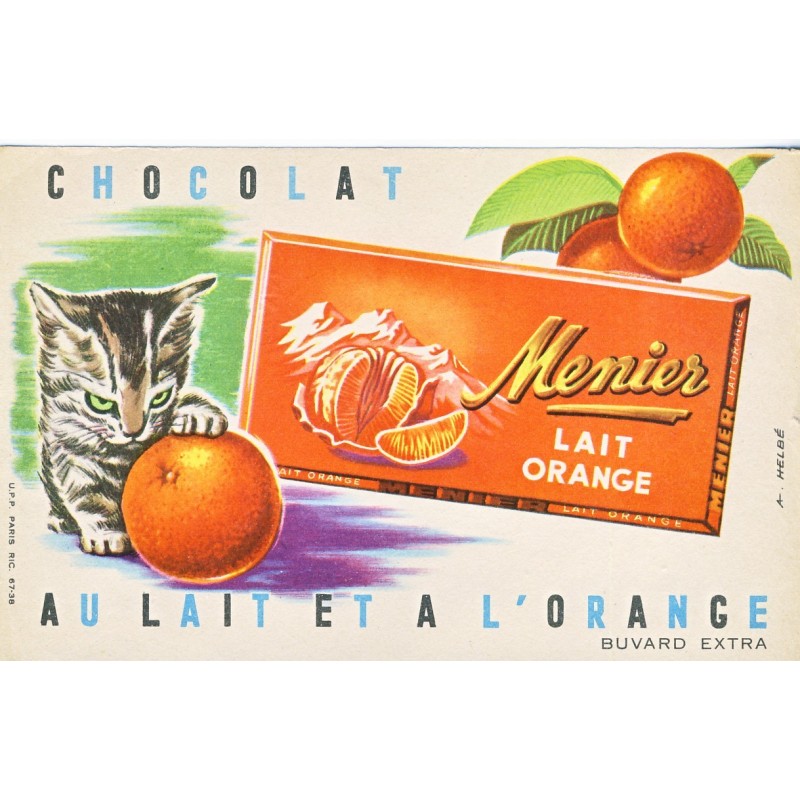 BUVARD CHOCOLAT MENIER AU LAIT ET A L'ORANGE