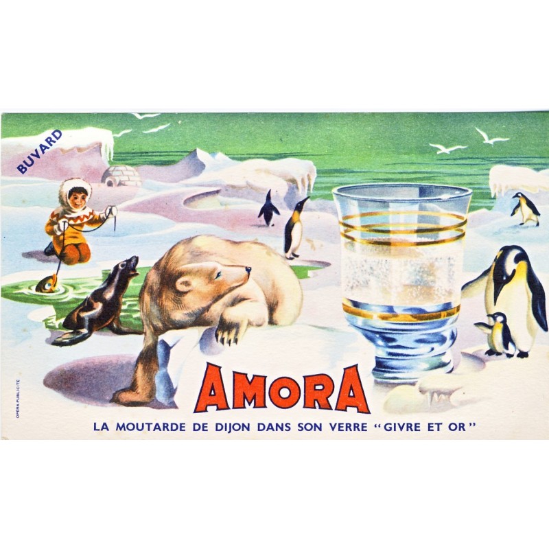 BUVARD AMORA VERRE "GIVRE ET OR" OURS