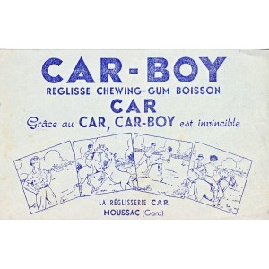 BUVARD CAR-BOY REGLISSE, CHEWING GUM, BOISSON