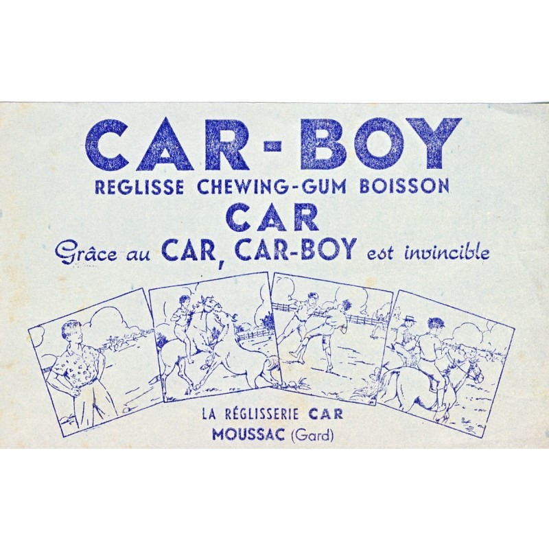 BUVARD CAR-BOY REGLISSE, CHEWING GUM, BOISSON