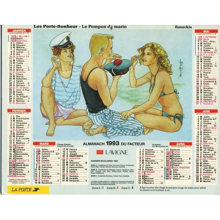 CALENDRIER DU FACTEUR 1993 - RUSECKIS - LES PORTE-BONHEUR﻿