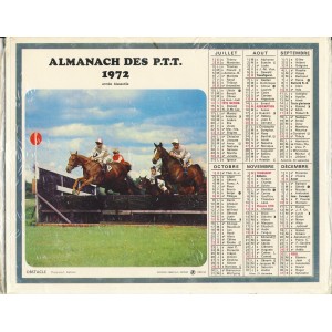 CALENDRIER ALMANACH DES PTT 1972 - RUGBY ET HIPPISME