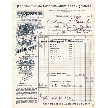 FACTURE PRODUITS CHIMIQUES AGRICOLES - TOULOUSE - HAUTE GARONNE