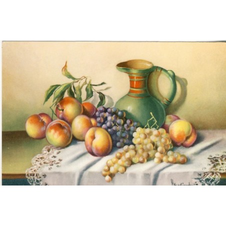 CARTE POSTALE FRUITS - RAISINS ET PECHES