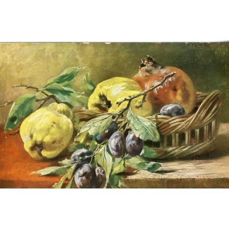 CARTE POSTALE FRUITS - COINGS ET OLIVES NOIRES