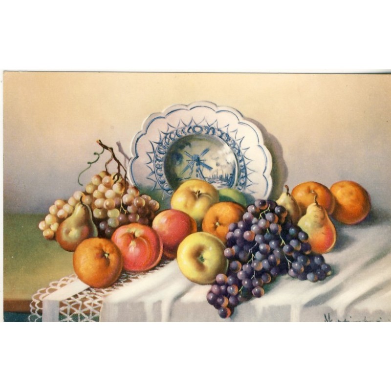 CARTE POSTALE FRUITS - POMMES, RAISINS ET POIRES