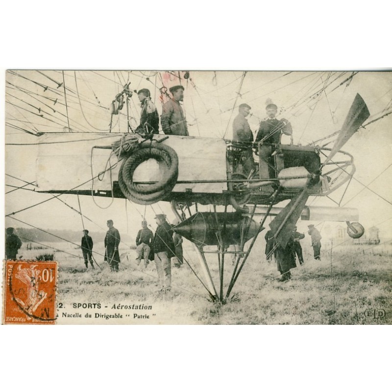 CARTE POSTALE AVIATION - SPORTS - AEROSTATION - LA NACELLE DU DIRIGEABLE "PATRIE"
