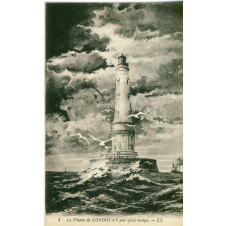 CARTE POSTALE LE PHARE DE CORDOUAN PAR GROS TEMPS (33)