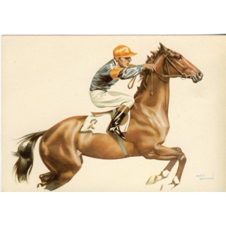 CARTE POSTALE CHEVAL DE COURSE ET JOCKEY - ANDRE BERMOND