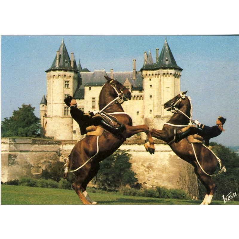 CARTE POSTALE ECOLE NATIONALE D'EQUITATION LE CADRE NOIR - COURBETTES DEVANT LE CHATAU DE SAUMUR (49)
