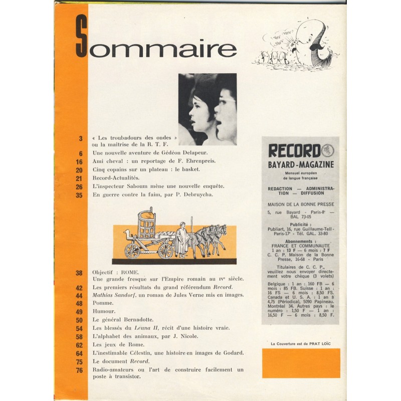 RECORD N° 15 MARS 1963 BAYARD MAGAZINE﻿
